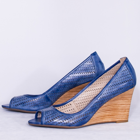 Franco Sarto Shoes - ** Franco Sarto size 9 Blue Peep-toe Wedges